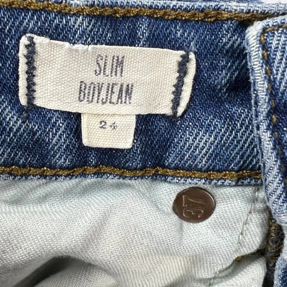 Madewell Jean Shorts Women's 24 Slim Boy Blue Fade Whiskers Cut Off Denim Jorts